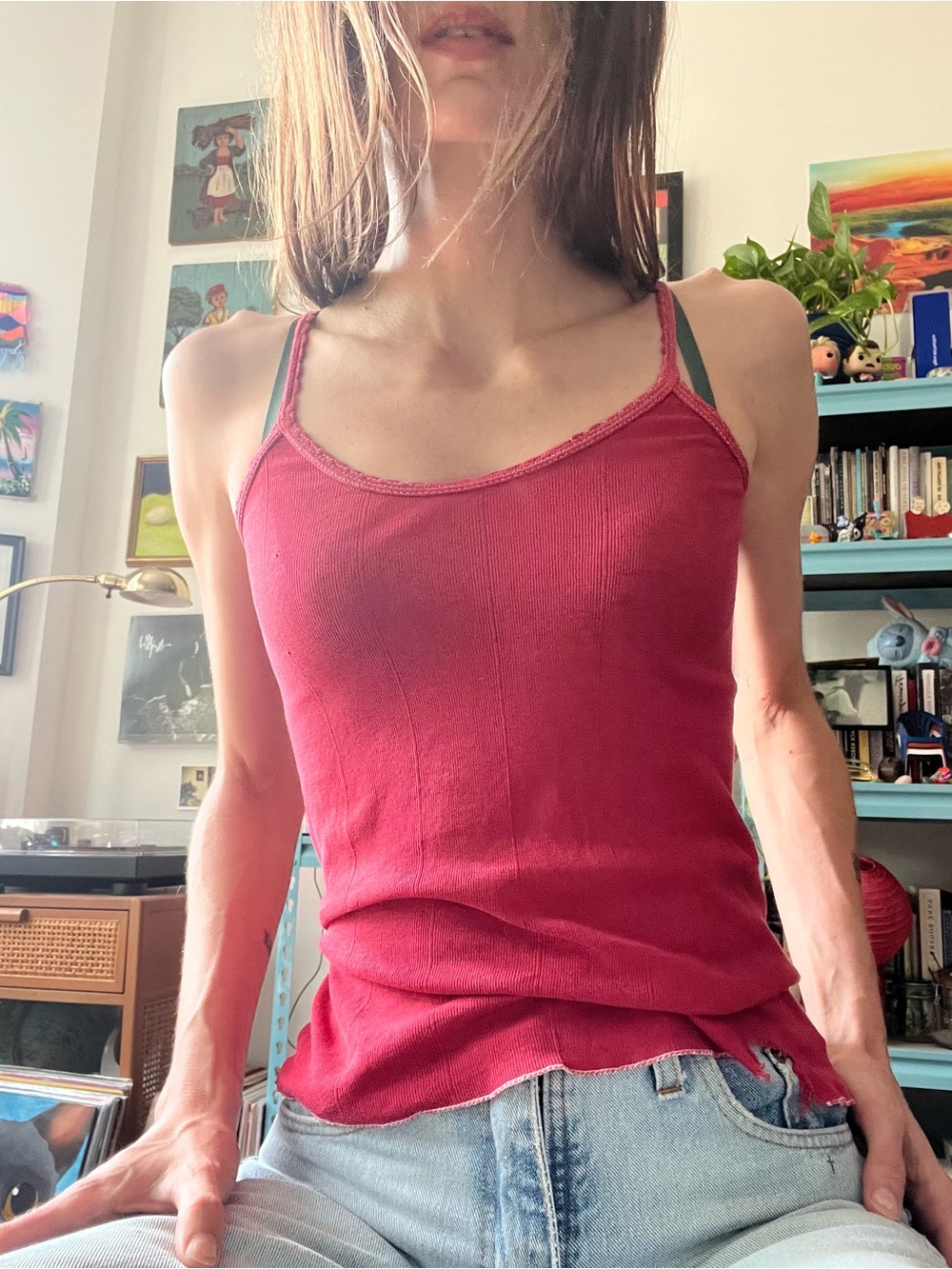 60s Red Slim Camisole Super Soft Cotton
